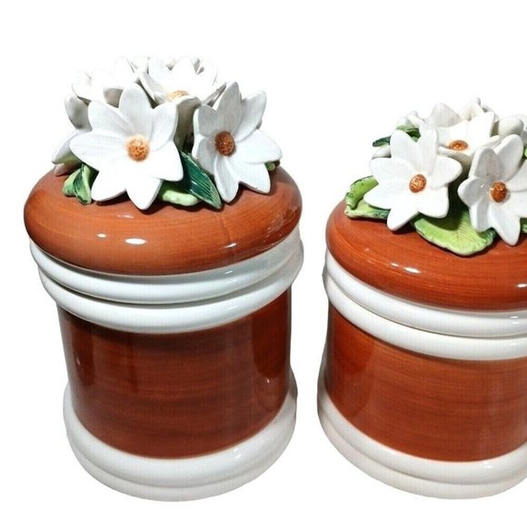 Capodimonte Daisy Daisies Flowers Sculpture Canister 4 pc Set MCM 1970 R… - Picture 3 of 12